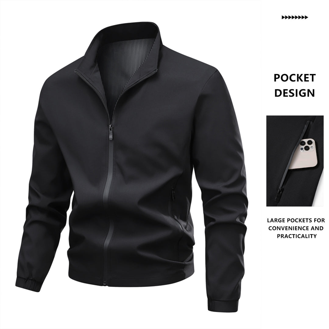 Herren Minimalistische Softshell-Bomberjacke mit Stehkragen, elastischen Bündchen & durchgehendem Reißverschluss Echo Archiv