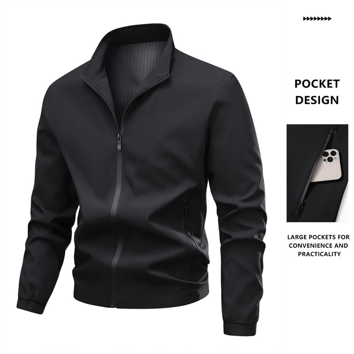 Herren Minimalistische Softshell-Bomberjacke mit Stehkragen, elastischen Bündchen & durchgehendem Reißverschluss Echo Archiv