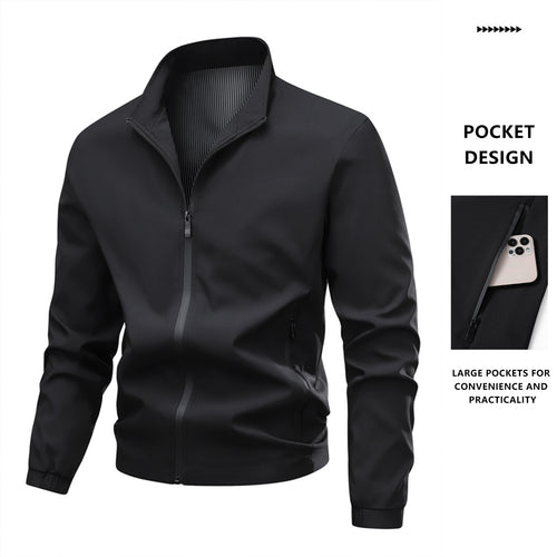 Herren Minimalistische Softshell-Bomberjacke mit Stehkragen, elastischen Bündchen & durchgehendem Reißverschluss Echo Archiv