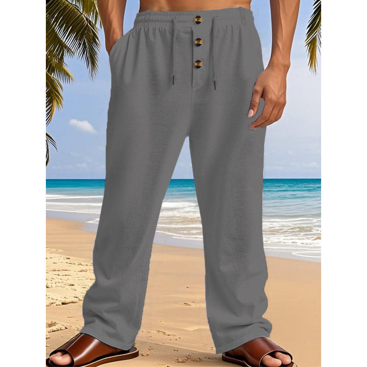 Herren Bequeme Sommerfreizeithose mit elastischem Bund und modernen Knopfdetails Echoarchiv