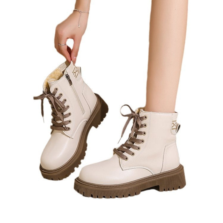 Damen Gefütterte Chunky-Lug-Ankleboots mit Schnürung und profilierter Gummisohle Echo Archiv