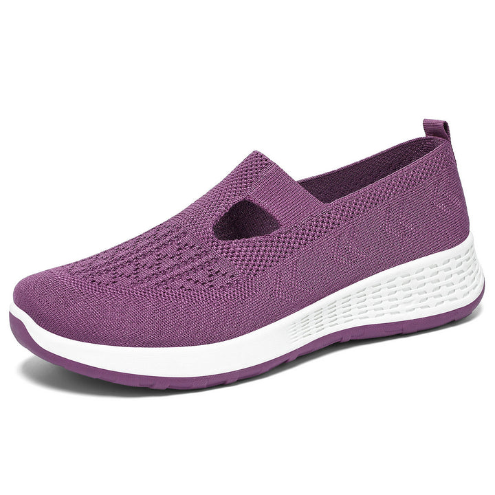 Damen nan gestrickter Slip-On Komfort-Sneaker mit V-Cut, elastischem Einstieg und dämpfender Waben-Zwischensohle Echo Archiv