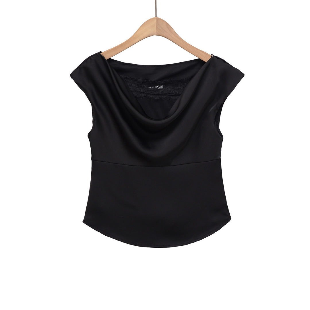 Damen elegante Satinbluse mit raffiniertem Wasserfall-Ausschnitt Echo Archiv