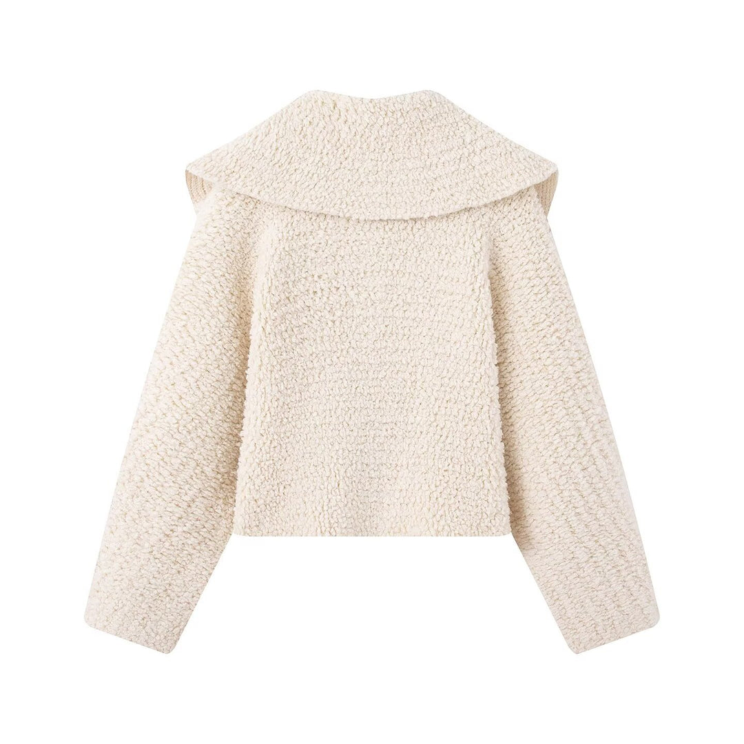 Damen Teddy-Fleece Kurzjacke mit weitem Umlegekragen und durchgehendem Reißverschluss Echo Archiv