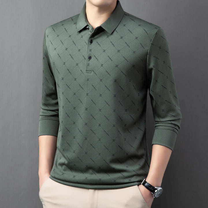 Herren Langarm Poloshirt mit innovativem Muster und atmungsaktiven Eigenschaften Echoarchiv