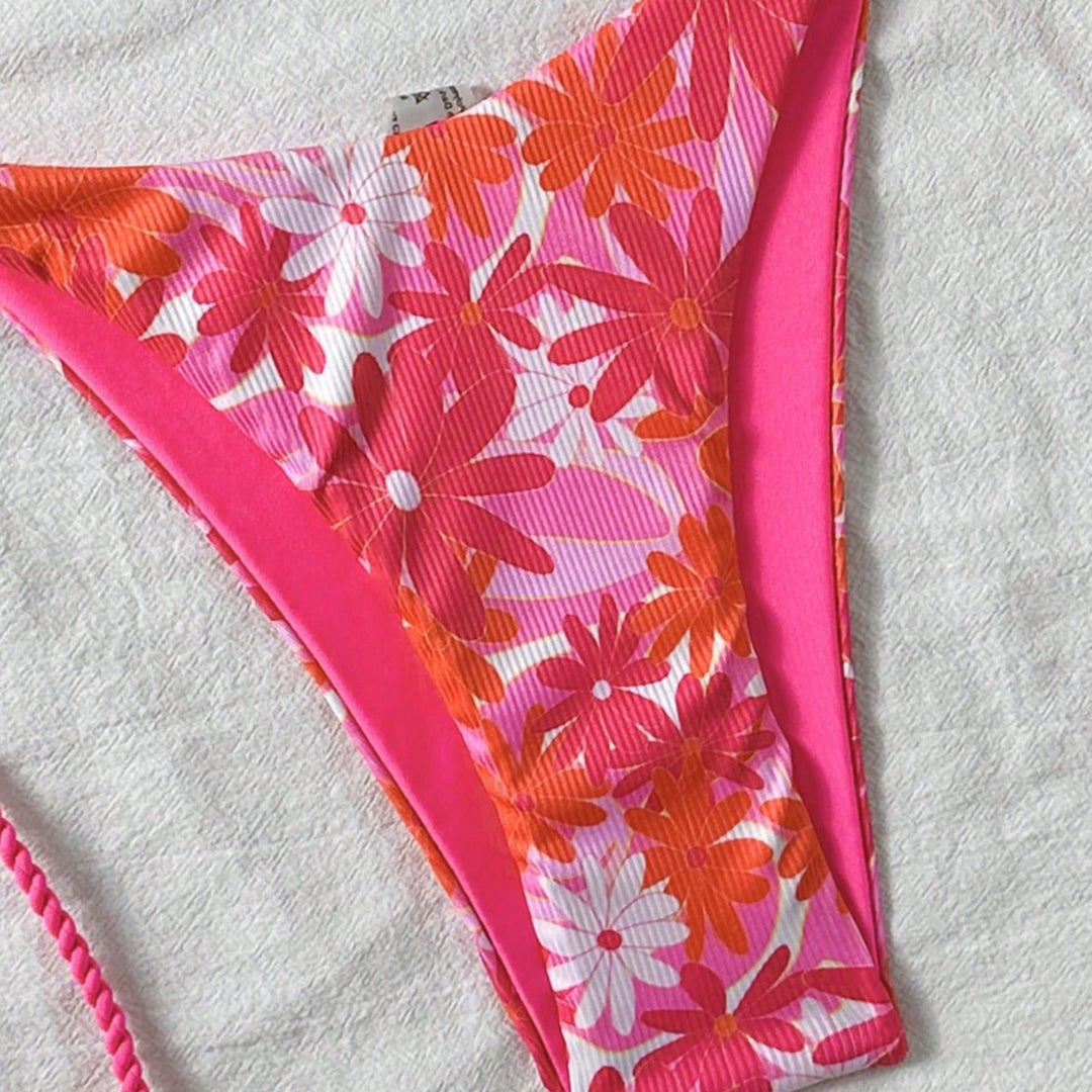 Damen Floral-Design Triangel-Bikini mit seitlichen Bindebändern Echo Archiv