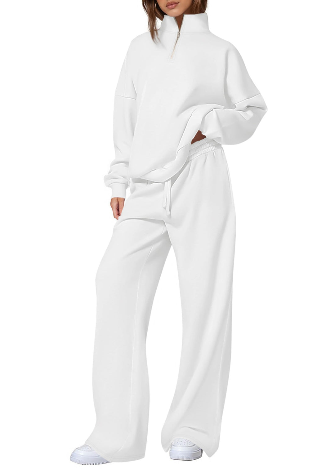 Damen nan oversized Jogginganzug mit Stehkragen halbem Reißverschluss und weitem Bein Echo Archiv