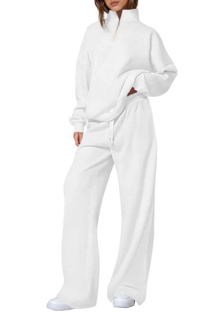 Damen nan oversized Jogginganzug mit Stehkragen halbem Reißverschluss und weitem Bein Echo Archiv