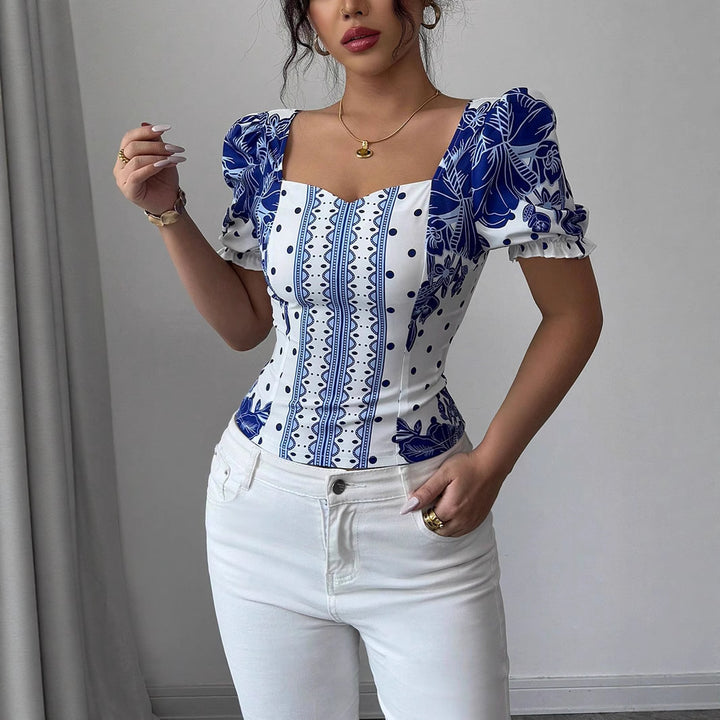 Damen Puffärmel Bluse mit floralem Muster Echo Archiv
