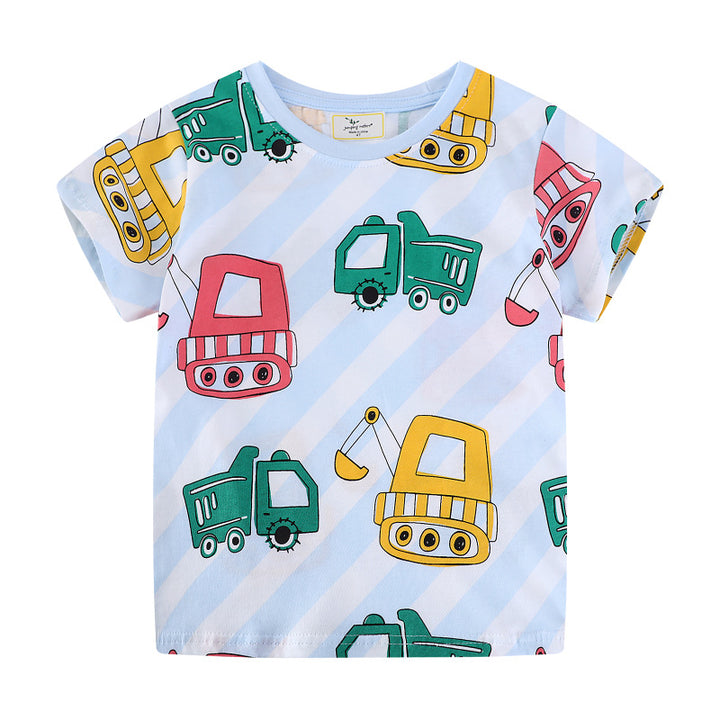 Jungen T-Shirt mit lebhaften Baufahrzeug-Motiven Echo Archiv