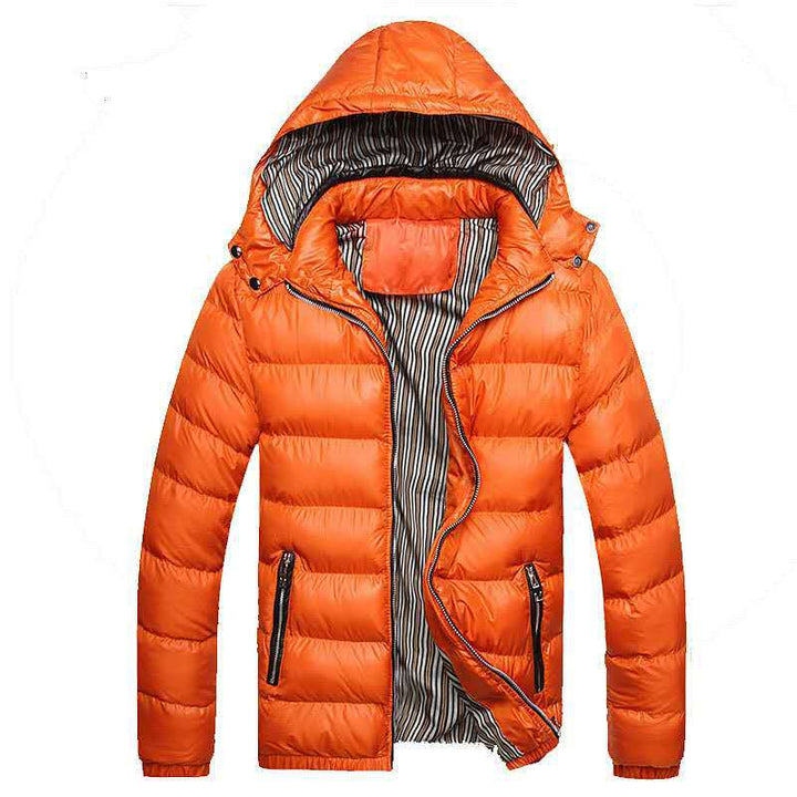 Herren Leichtgewichtige Steppjacke mit Kapuze, Thermoisolierung und gestreiftem Futter Echoarchiv