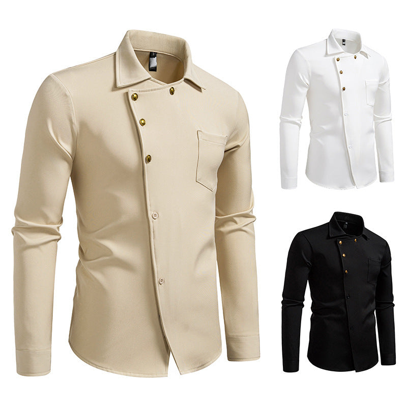 Herren elegantes Hemd mit asymmetrischem Knopfdesign Echoarchiv