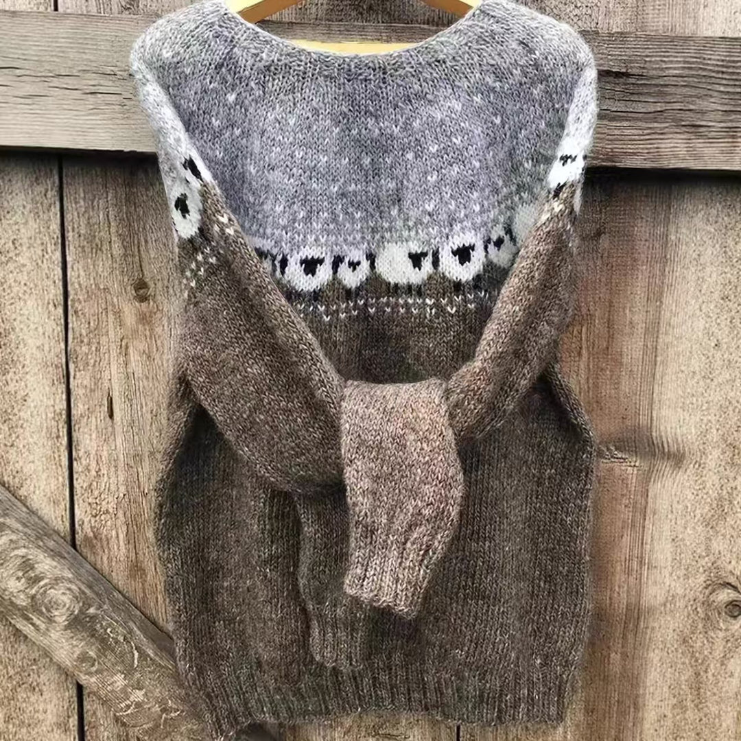 Damen nan Norwegerpullover aus Wollmix mit Rundhalsausschnitt und traditionellem Fair-Isle-Yoke Echo Archiv