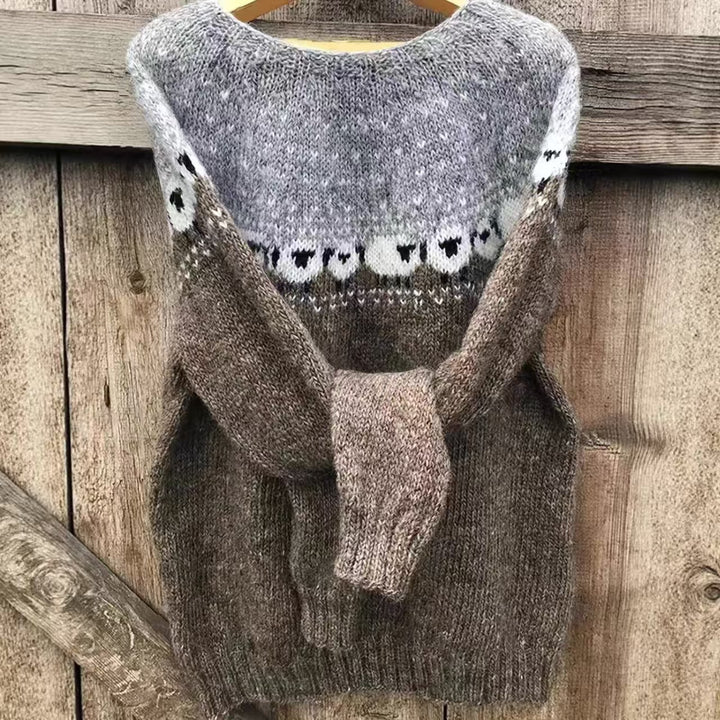 Damen nan Norwegerpullover aus Wollmix mit Rundhalsausschnitt und traditionellem Fair-Isle-Yoke Echo Archiv