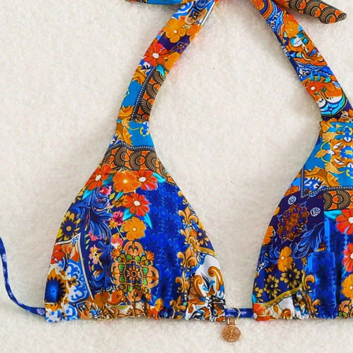 Damen Triangel-Bikini mit floralen Mustern und verspielten Bindebändern Echo Archiv