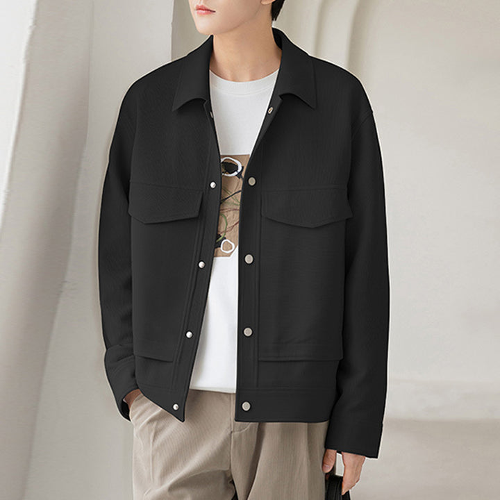 Herren Boxy Overshirt-Jacke mit Druckknöpfen und aufgesetzten Taschen Echoarchiv