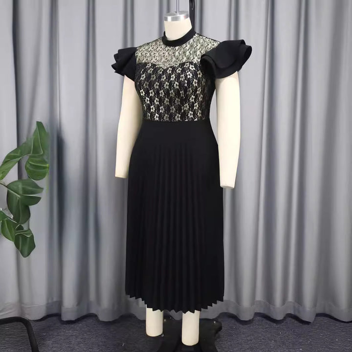 Damen Elegantes Plisseekleid mit floralem Spitzenoberteil Echo Archiv