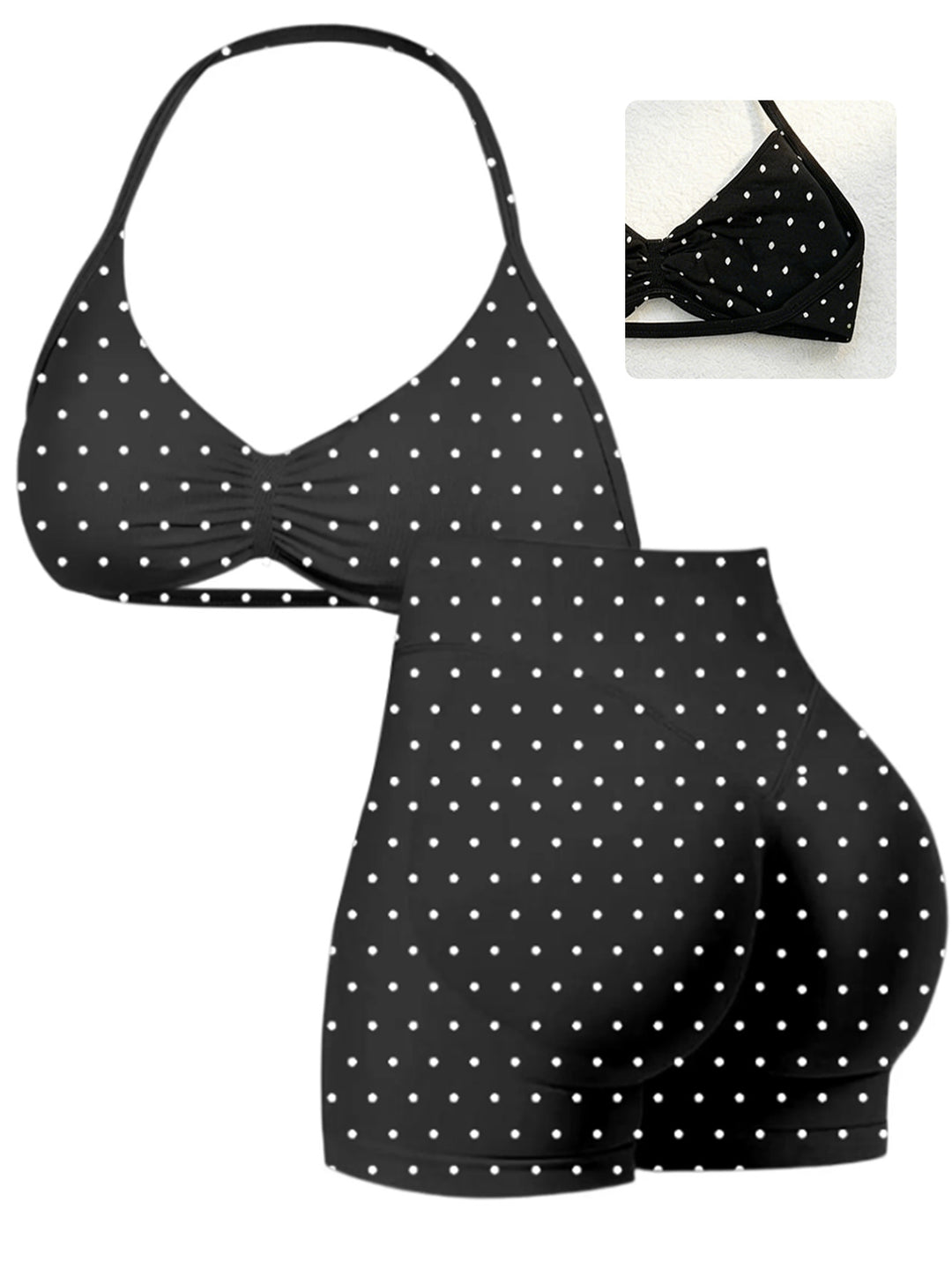 Damen Sport-Bikini-Oberteil mit hoch geschnittenen Shorts und nahtlosem Design Echo Archiv