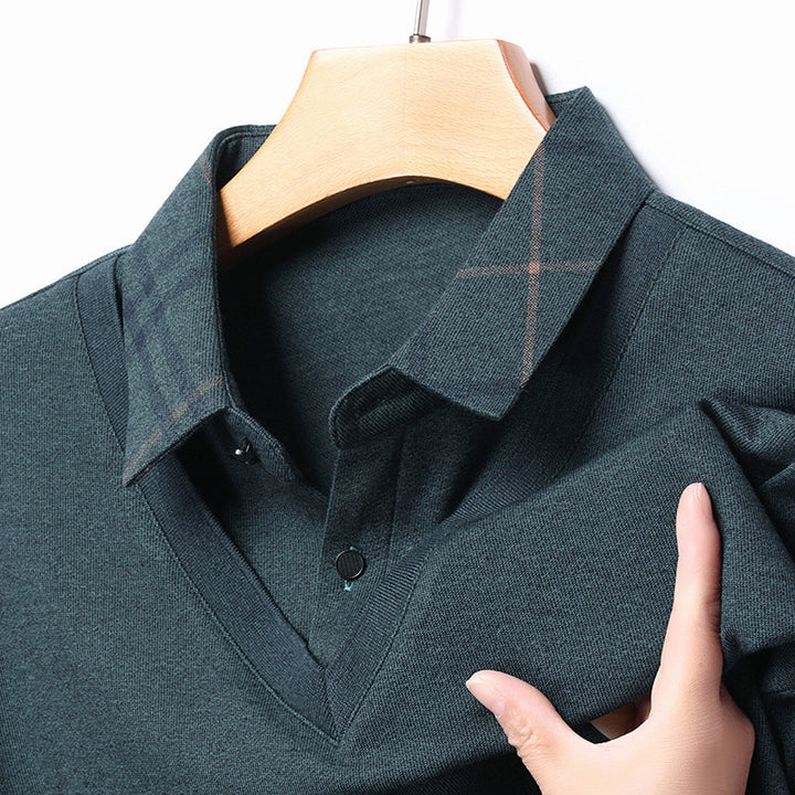 Herren eleganter V-Ausschnitt Pullover mit strukturiertem Kragen und modernem Design Echoarchiv
