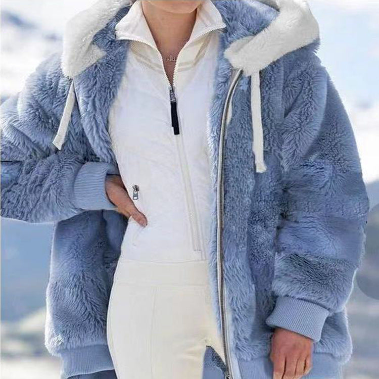 Damen nan kuschelige Kapuzen-Teddyjacke mit wattiertem Innenfutter und Rippbündchen Echo Archiv