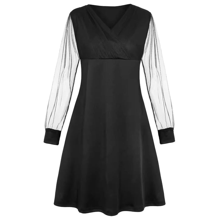 Damen nan elegant tailliertes A-Linien-Kleid mit transparenten Mesh-Ärmeln Echo Archiv