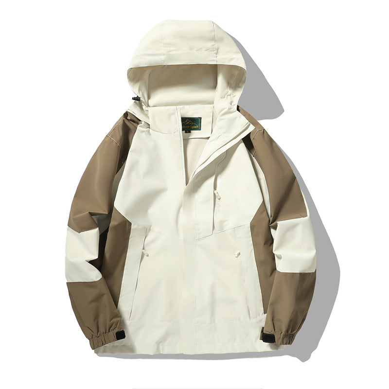 Herren Nano Wind- und wasserabweisende Outdoor-Hoodie-Jacke mit Belüftungsnetz, verstellbarer Kapuze und verdeckter Vorderklappe – Cavarno