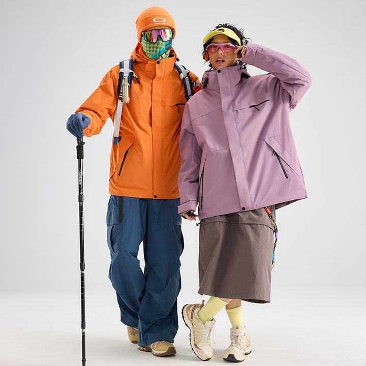 Herren Wasserdichte Outdoor-Softshelljacke mit Kapuze, hohem Stehkragen & Reißverschlusstaschen Echoarchiv