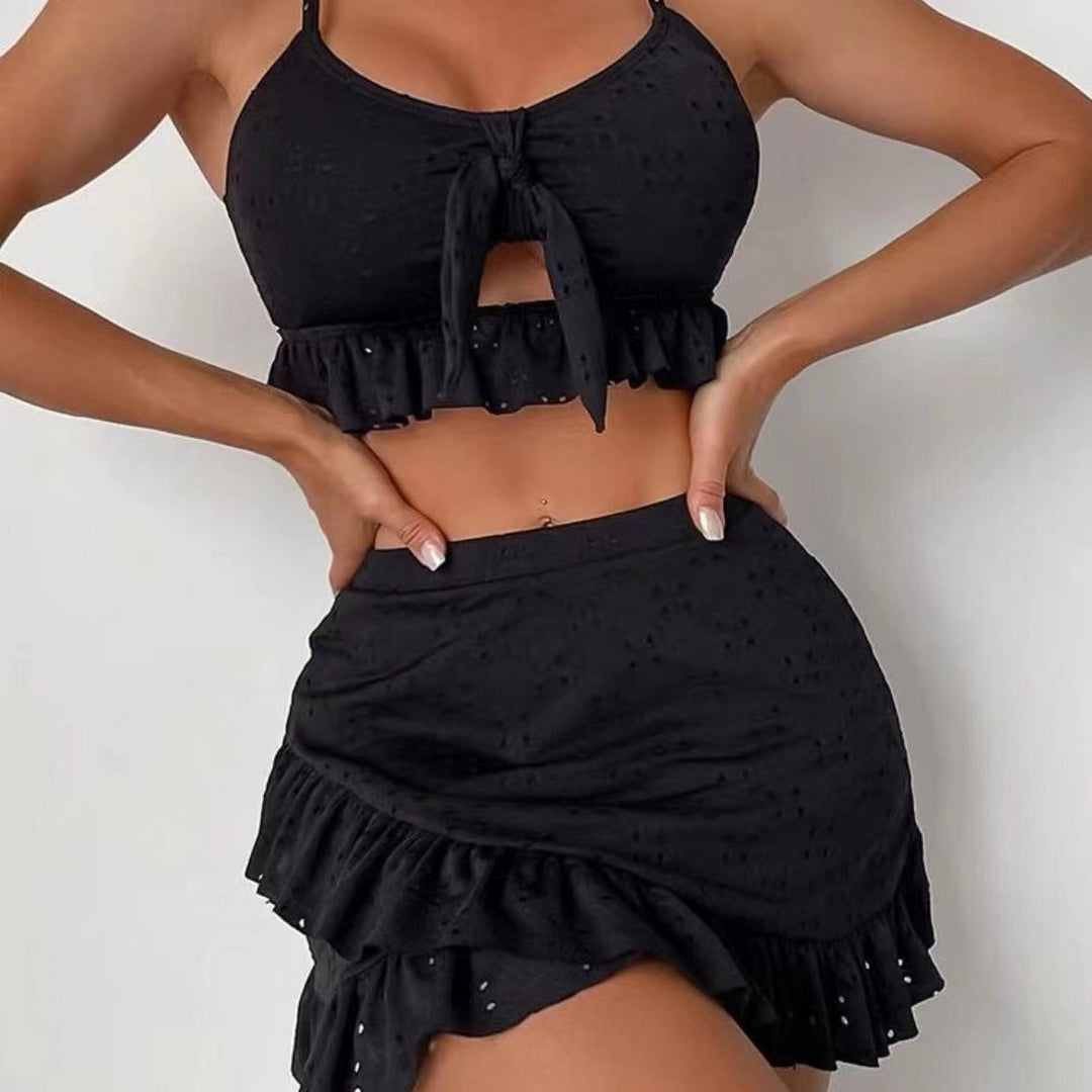Damen Crop-Top und Minirock-Set mit verspielten Rüschendetails Echo Archiv