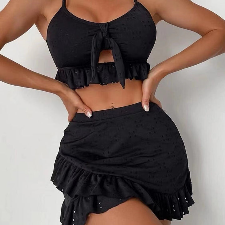 Damen Crop-Top und Minirock-Set mit verspielten Rüschendetails Echo Archiv