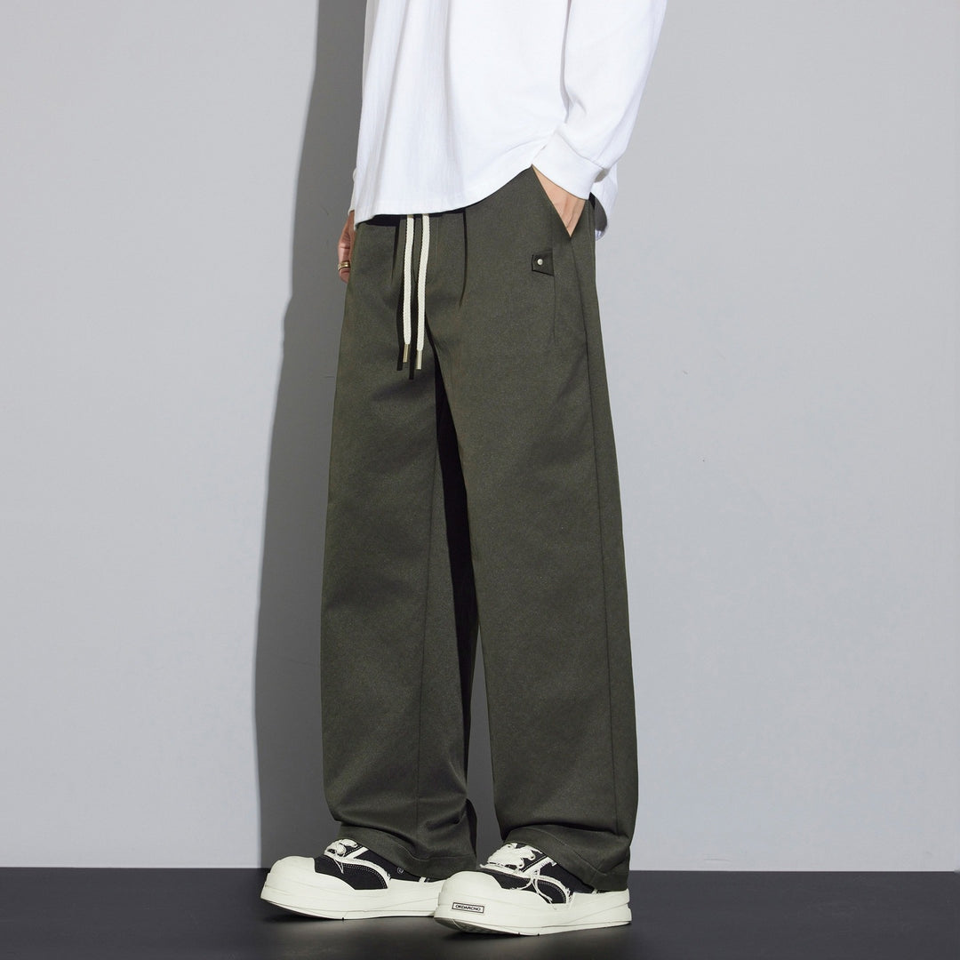 Herren Weite Relaxed‑Fit Stoffhose mit Tunnelzug & Bügelfalte Echo Archiv