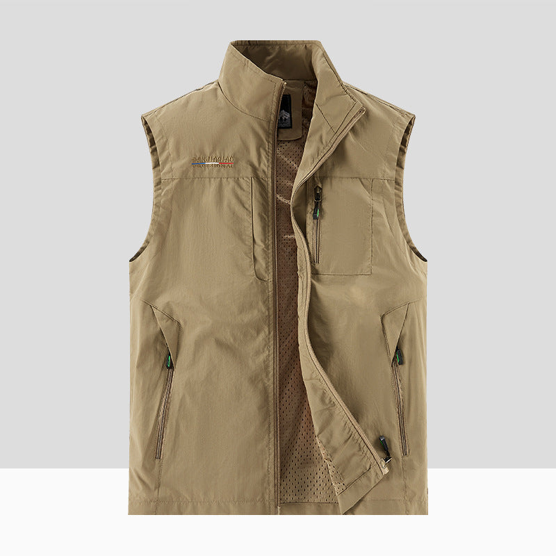 Herren Technische Outdoor-Weste mit atmungsaktivem Mesh-Futter, Reißverschlusstaschen & Stehkragen Echo Archiv