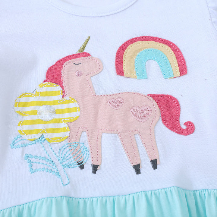 Mädchen Baumwollkleid mit zauberhaftem Einhorn-Motiv Echo Archiv