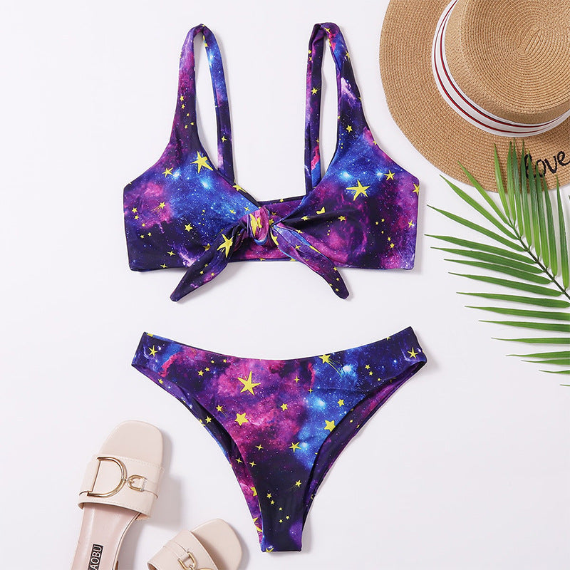 Damen Bikini-Set mit verspieltem Knoten-Design und galaktischem Muster Echo Archiv