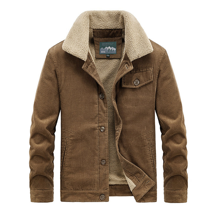 Herren Cord‑Blouson mit durchgehendem Sherpa‑Innenfutter und Umlegekragen – Taviero