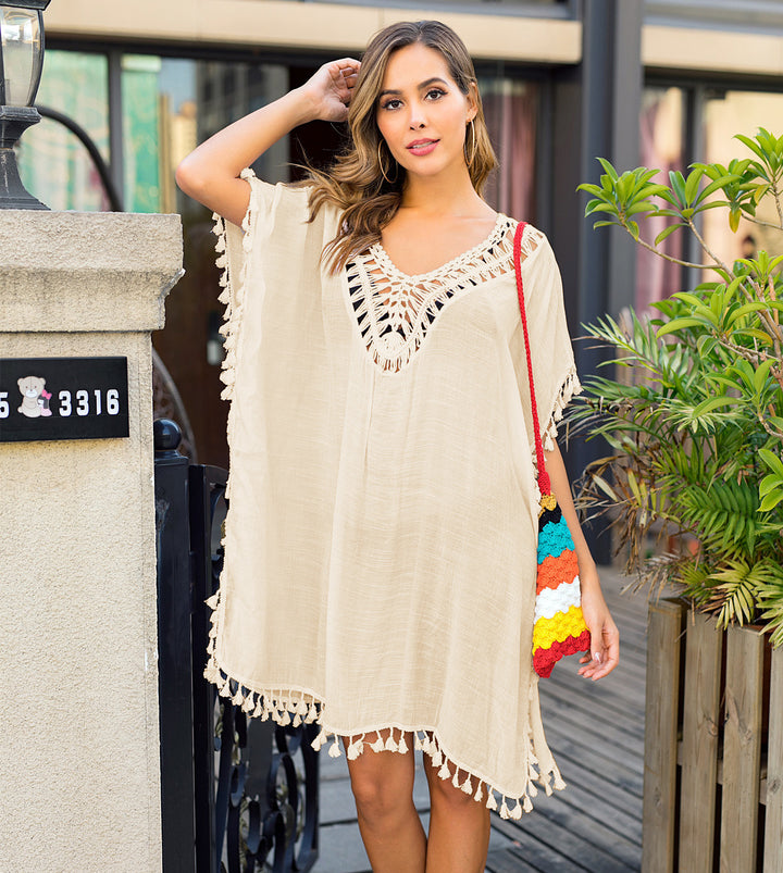 Damen luftiger Kaftan mit Fransen Echo Archiv