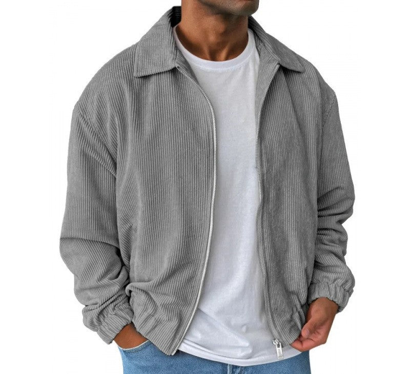 Herren bequeme Cordjacke mit durchgehender Reißverschlussfunktion Echoarchiv