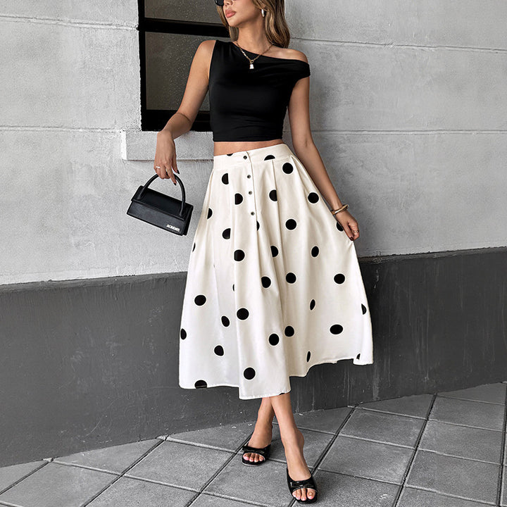 Damen Langer Rock mit Polka-Dots Echo Archiv