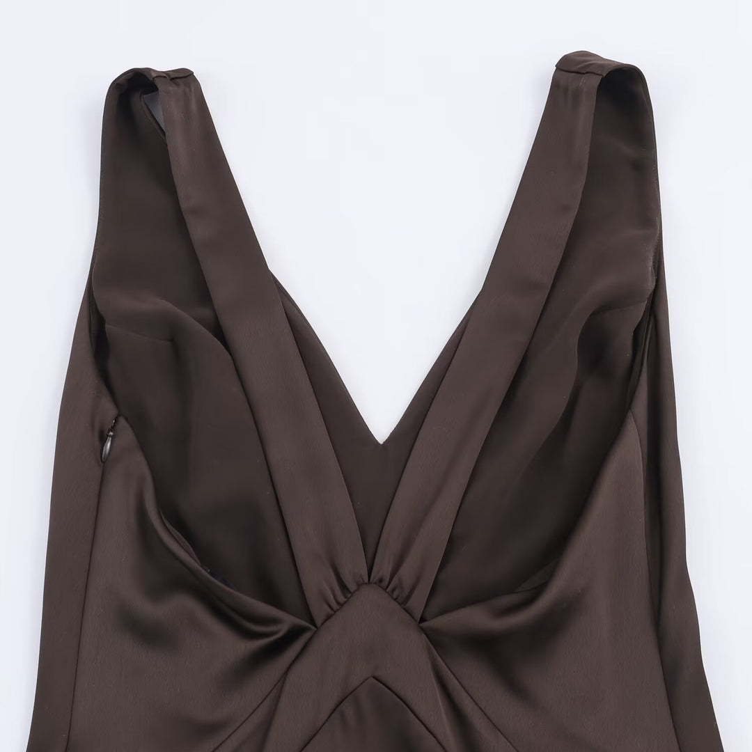 Damen Maxikleid mit elegantem V-Ausschnitt und raffiniertem Schlitz Echo Archiv