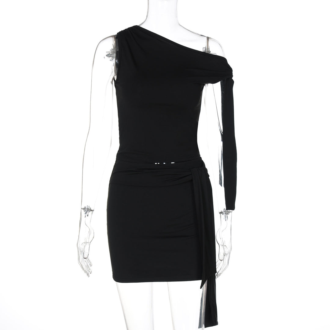 Damen One-Shoulder Mini-Kleid mit Raffung und elegantem Detail Echo Archiv