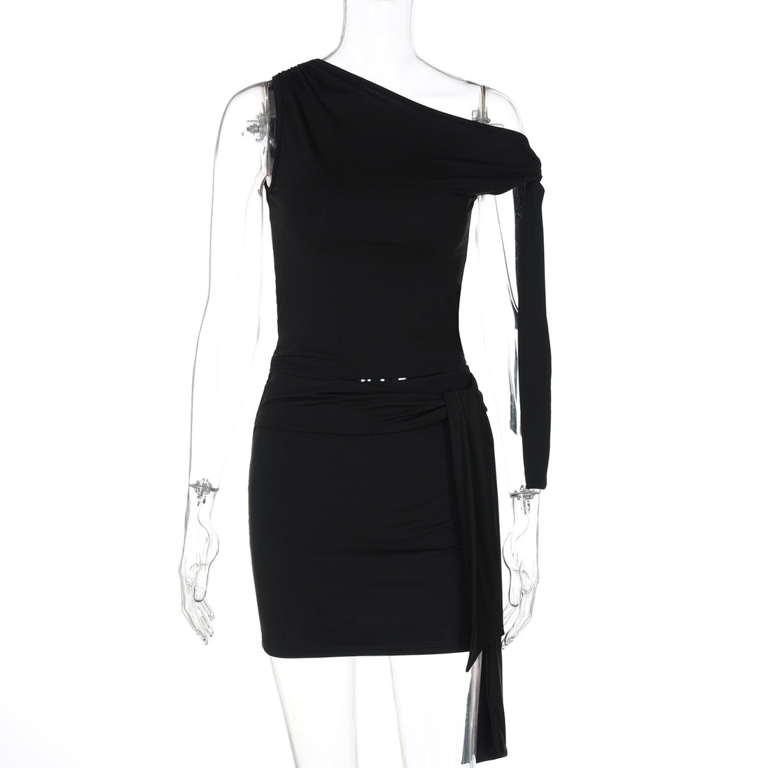 Damen One-Shoulder Mini-Kleid mit Raffung und elegantem Detail – Élara