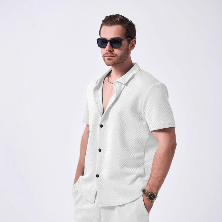 Herren Kurzarm-Hemd mit strukturiertem Design und modernen Akzenten Echoarchiv