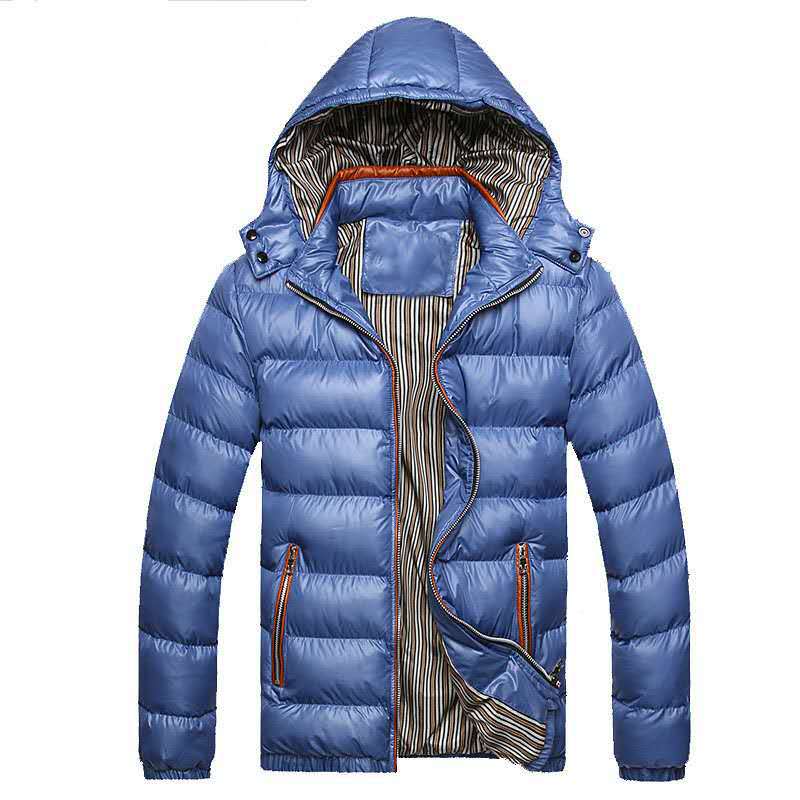 Herren Leichtgewichtige Steppjacke mit Kapuze, Thermoisolierung und gestreiftem Futter Echoarchiv