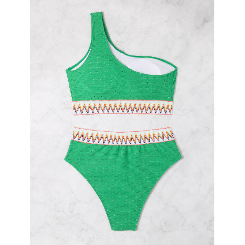Damen Einseitiger Bikini mit hohem Beinausschnitt und modischem Wickeldetail Echo Archiv