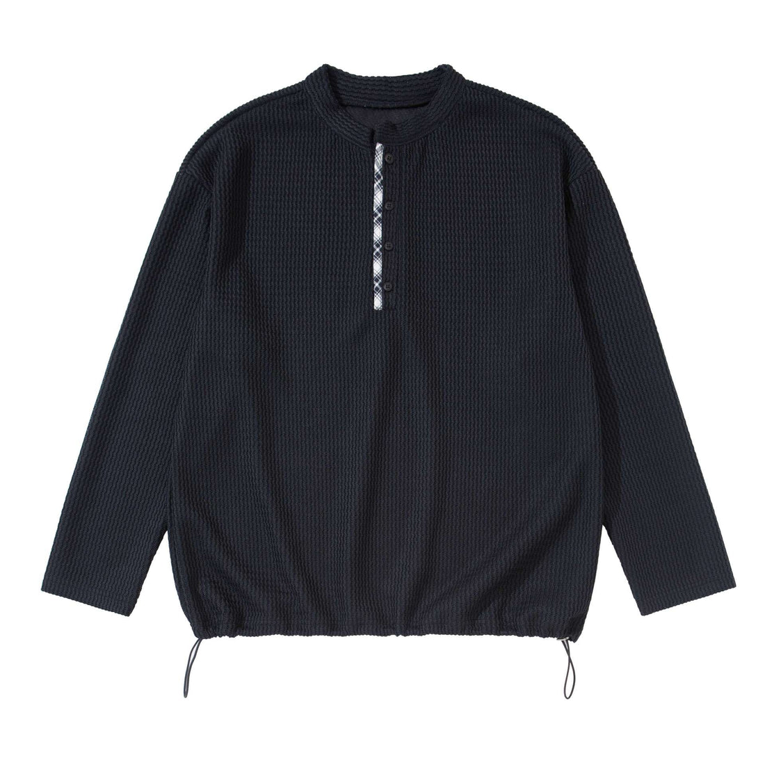 Unisex Waffelstrick-Henleypullover mit Tunnelzugsaum Echoarchiv