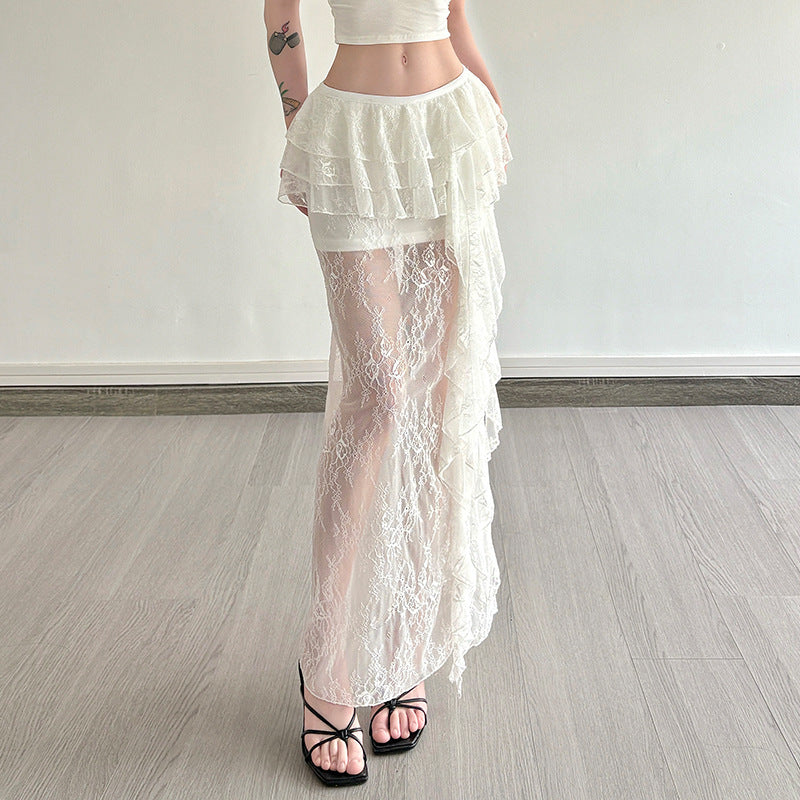 Damen Spitzenrock mit voluminösen Rüschendetails Echo Archiv