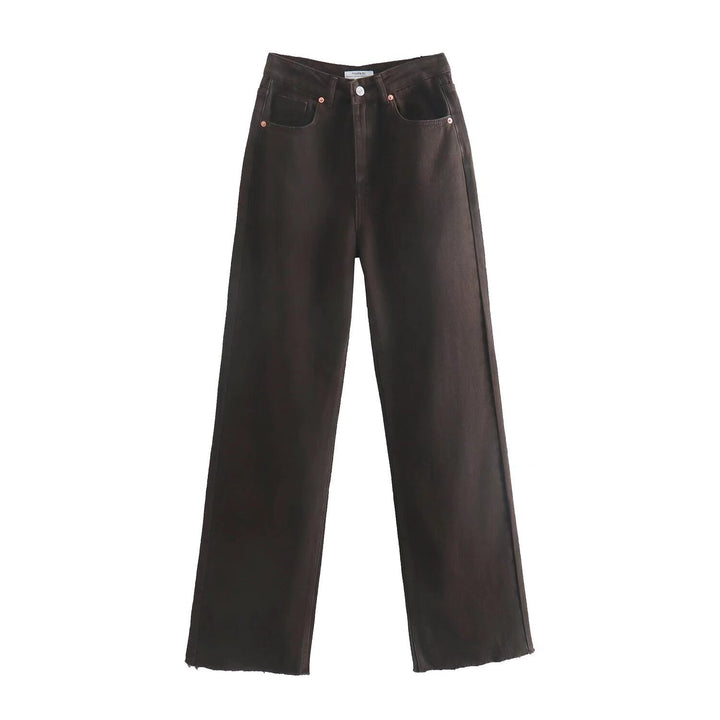 Damen Hochtaillierte weit geschnittene Jeans mit weitem Bein, hoher Taille und rohem Saum Echo Archiv
