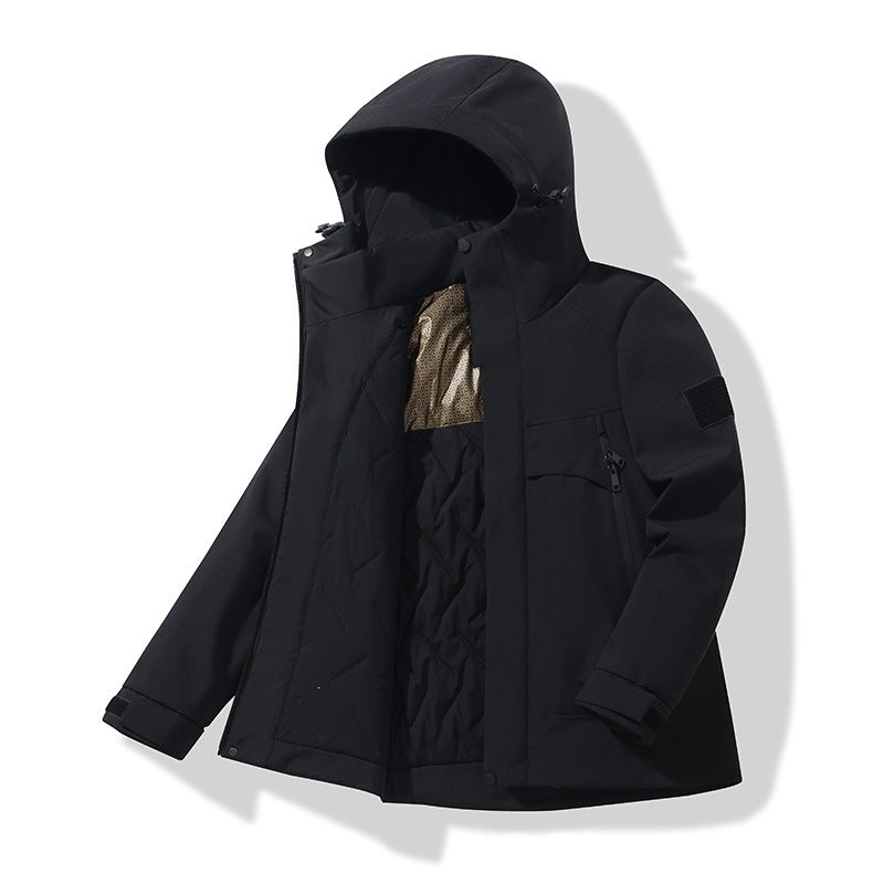 Unisex Isolierte Softshell-Parka mit abnehmbarer Kapuze und Thermofutter Echoarchiv