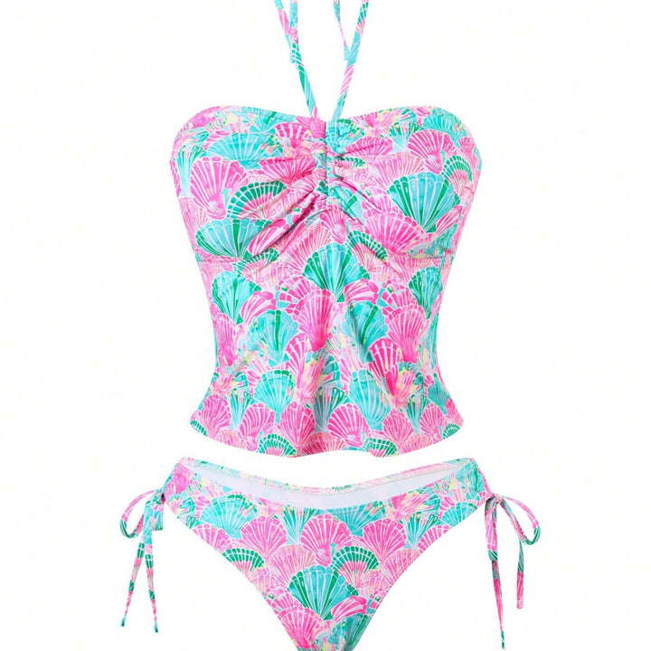 Damen Bandeau-Bikini mit verspieltem Muschelmuster und verstellbaren Trägern Echo Archiv