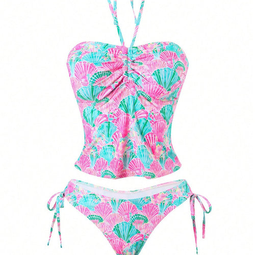 Damen Bandeau-Bikini mit verspieltem Muschelmuster und verstellbaren Trägern Echo Archiv