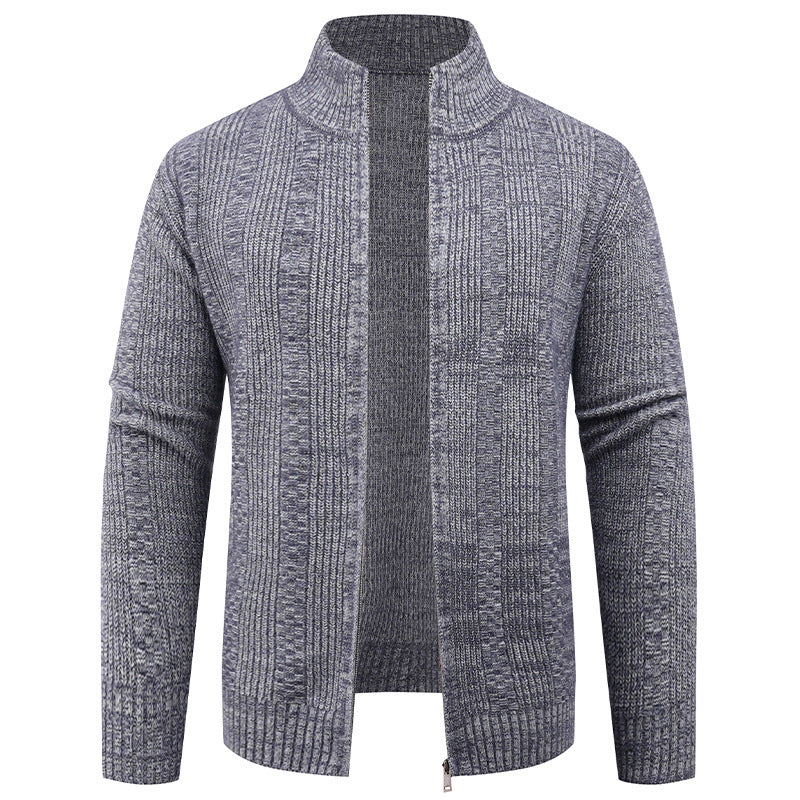 Herren Strickjacke mit strukturierter Oberfläche und hohem Kragen Echoarchiv